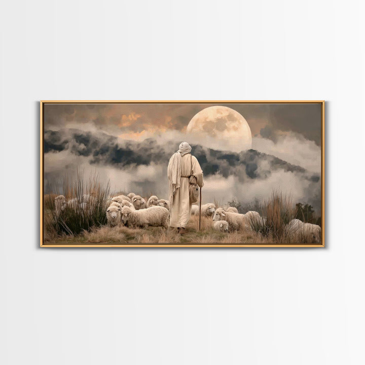 Shepherds Of Dawn – Framed Canvas Print – Christian Wall Art – Jesus Painting – Christian Art Canvas – Christmas Art – Christian Decor