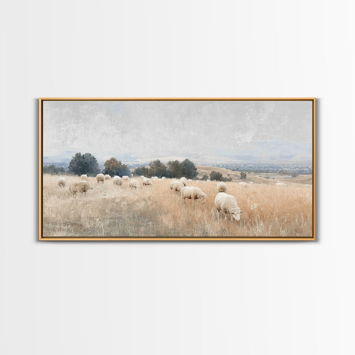 Pastoral Light, Framed Canvas Print, Christian Art Canvas, Jesus Painting, Christian Wall Art, Christmas Art, Christian Gift