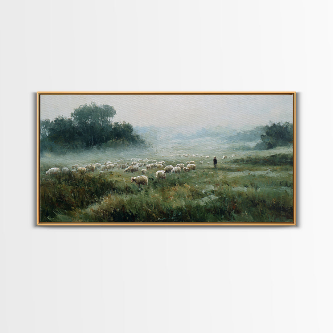 Meadow Of Peace | Framed Canvas Print | Christian Wall Art | Christian Art Canvas | Jesus Painting | Christian Christmas Art | Christian De