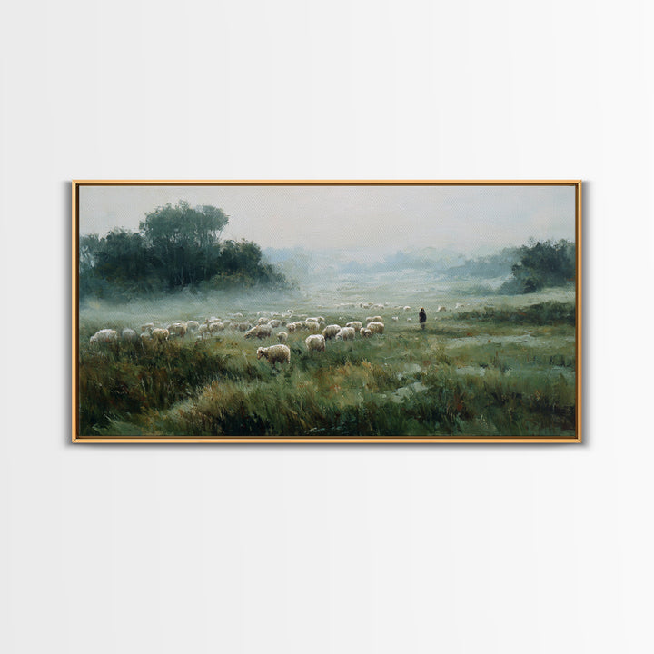 Meadow Of Peace | Framed Canvas Print | Christian Wall Art | Christian Art Canvas | Jesus Painting | Christian Christmas Art | Christian De