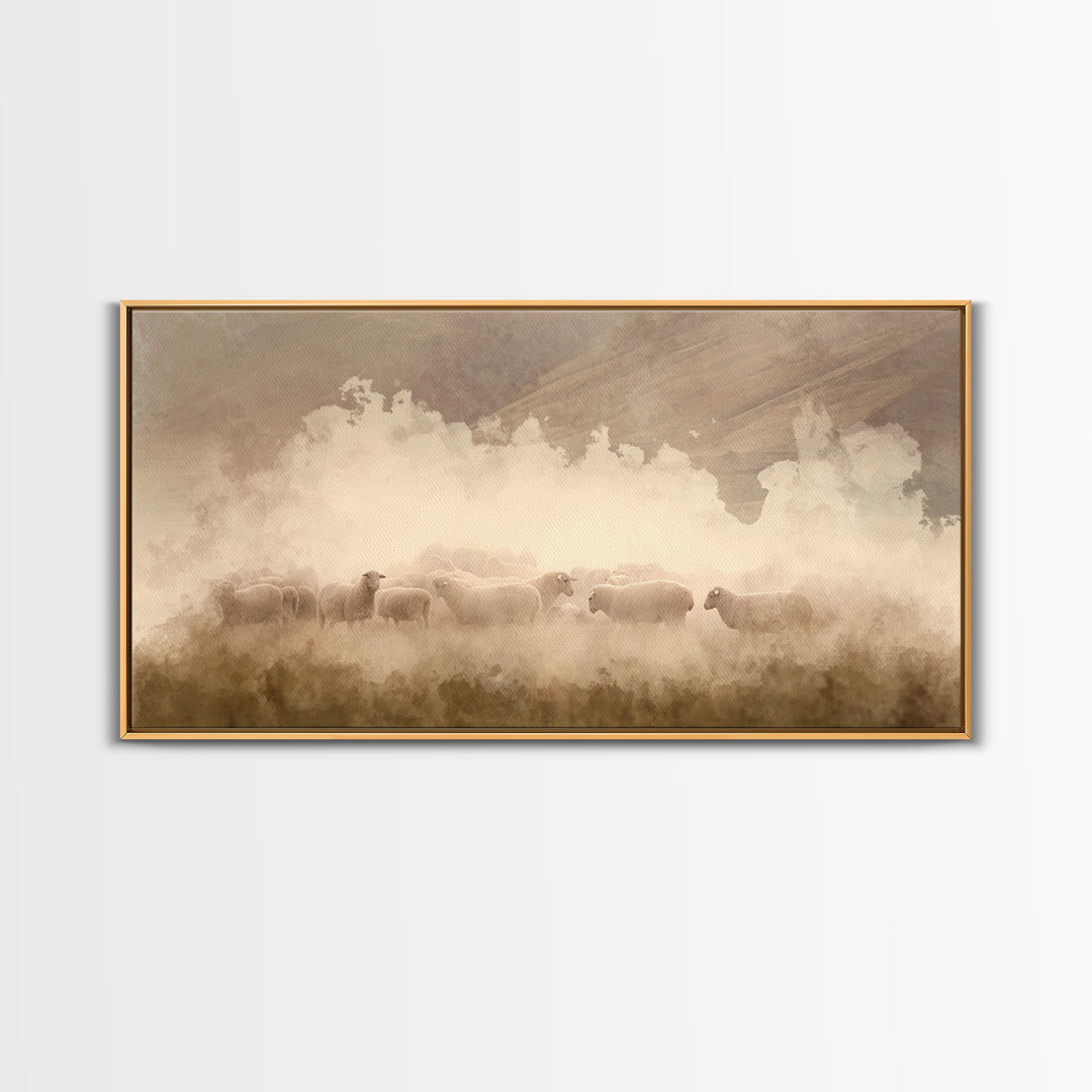 Soft Morning Haze, Framed Canvas Print, Christian Wall Art, Christian Art Canvas, Jesus Painting, Christian Decor, Christmas Art