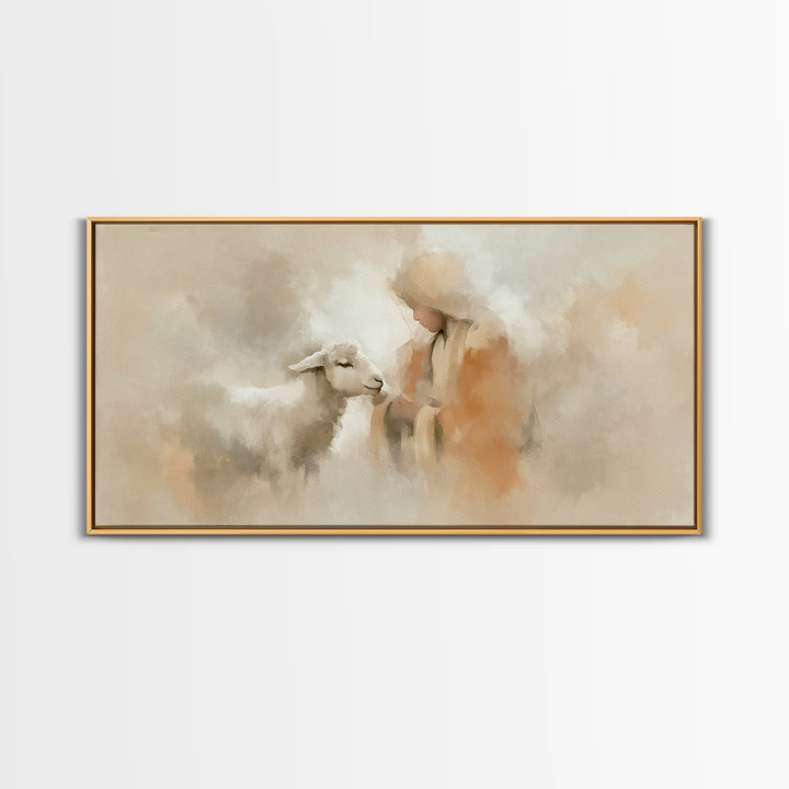 Shepherd’s Peace – Framed Canvas Print – Christian Wall Art – Christian Art Canvas – Jesus Painting – Christmas Art – Christian Christmas A