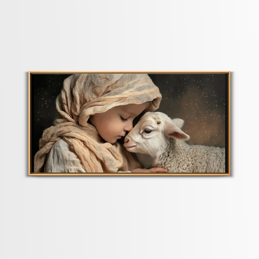 Gentle Devotion – Framed Canvas Print – Christian Wall Art – Christian Art Canvas – Jesus Painting – Christmas Art – Vintage Christian Art