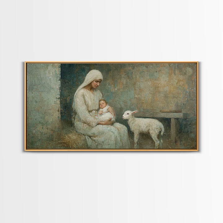 Holy Manger Calm – Framed Canvas Print – Christian Wall Art – Christian Art Canvas – Jesus Painting – Christian Christmas Art – Christmas W