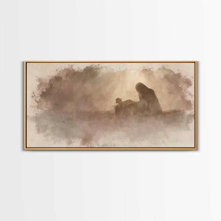 Nativity Dawn – Framed Canvas Print – Christian Wall Art – Christian Art Canvas – Jesus Painting – Christian Christmas – Christmas Art – Ch