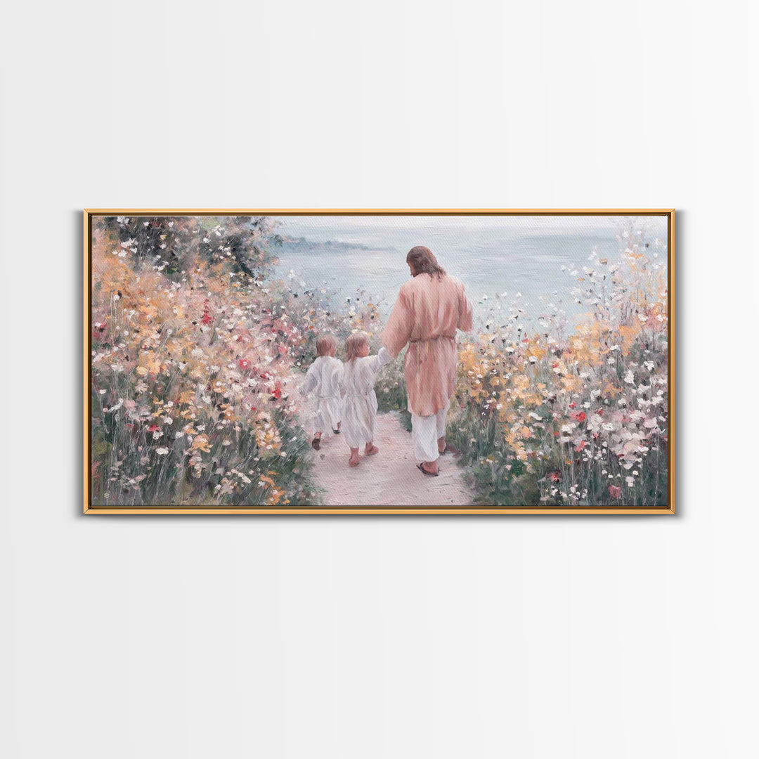 Meadow Grace – Framed Canvas Print – Christian Wall Art – Christian Art Canvas – Jesus Painting – Christian Gift Ideas – Minimalist Christi