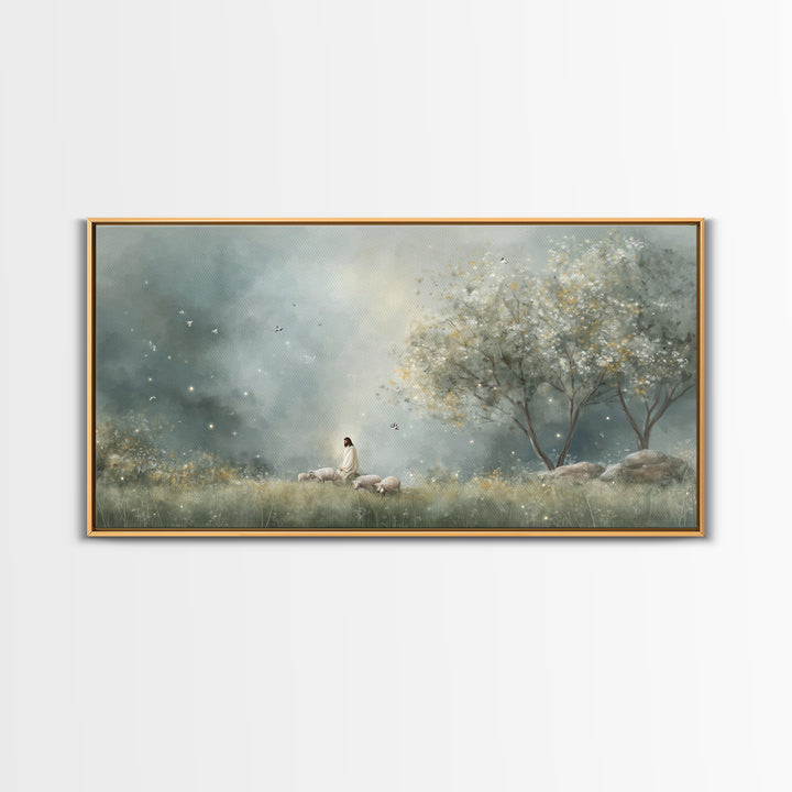 Blossoms Of Peace – Framed Canvas Print – Christian Wall Art – Christian Art Canvas – Jesus Painting – Christian Art Work – Large Jesus Pai