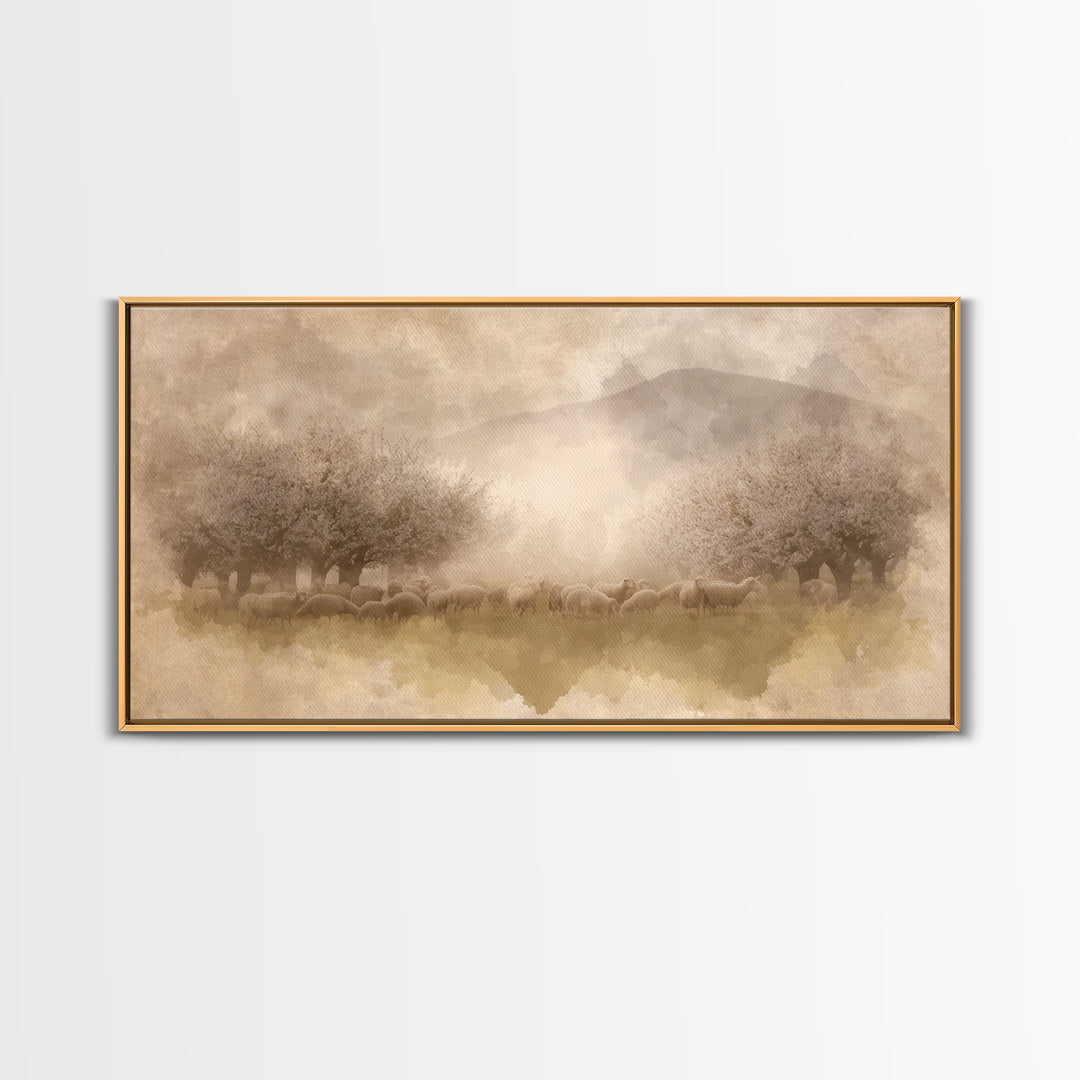 Meadow Of Peace , Framed Canvas Print, Christian Wall Art, Christian Art Canvas, Christmas Art Prints, Christian Christmas Art, Christian P