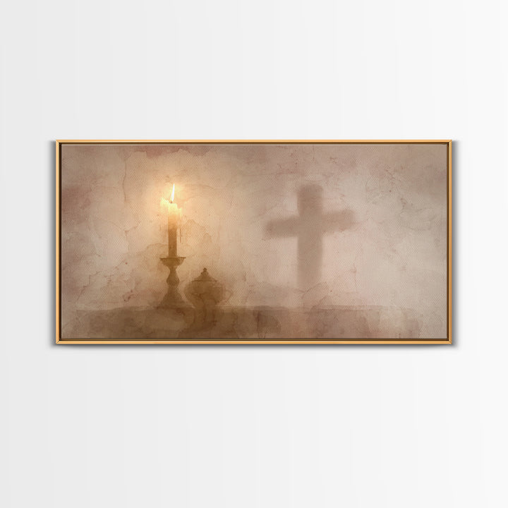 Cross Of Light – Framed Canvas Print – Christian Wall Art – Christian Art Canvas – Christian Christmas Art – Christian Decorations – Christ