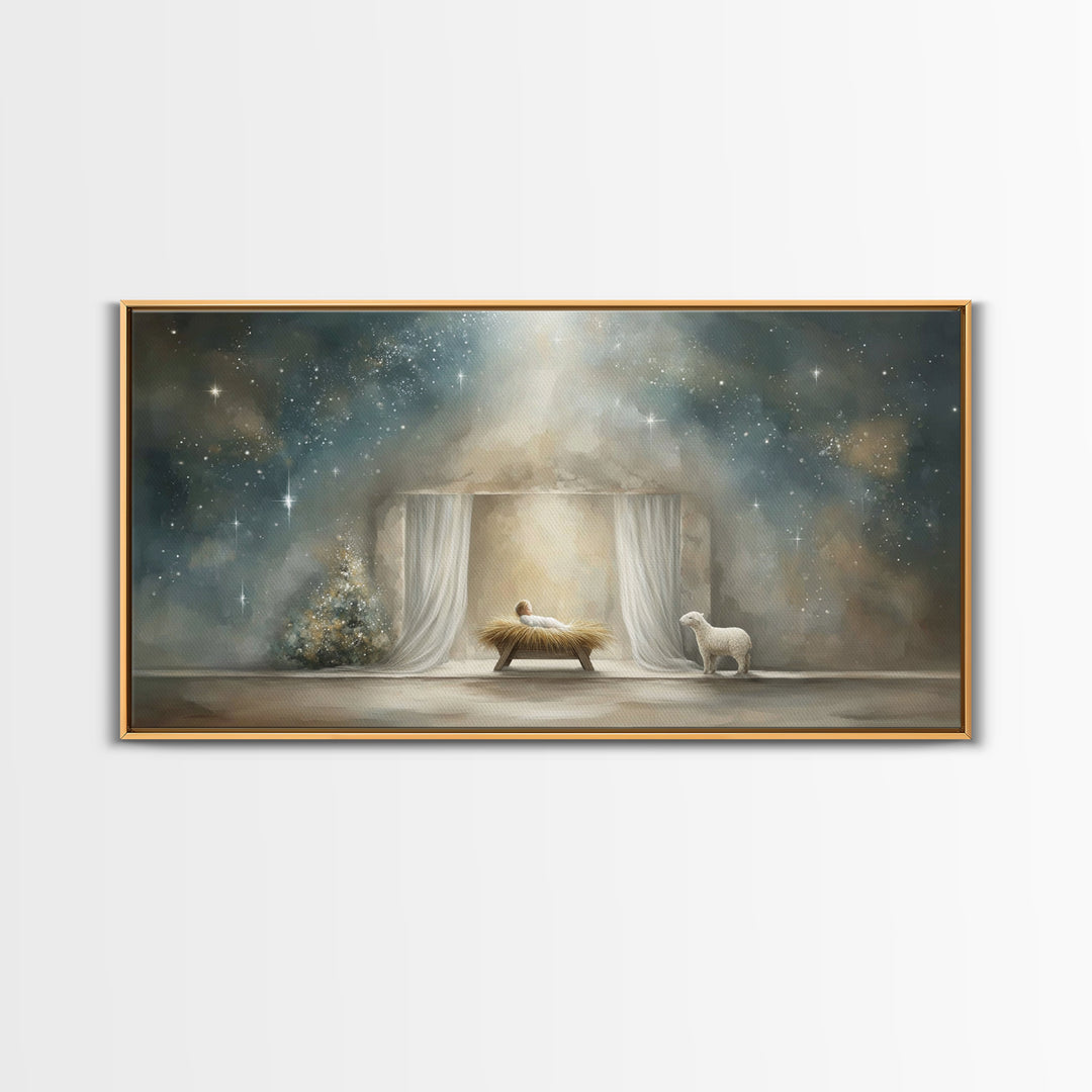 Nativity Wonder – Framed Canvas Print – Jesus Christmas Art – Christian Wall Art – Birth Of Jesus Painting – Christian Art Canvas – Christm