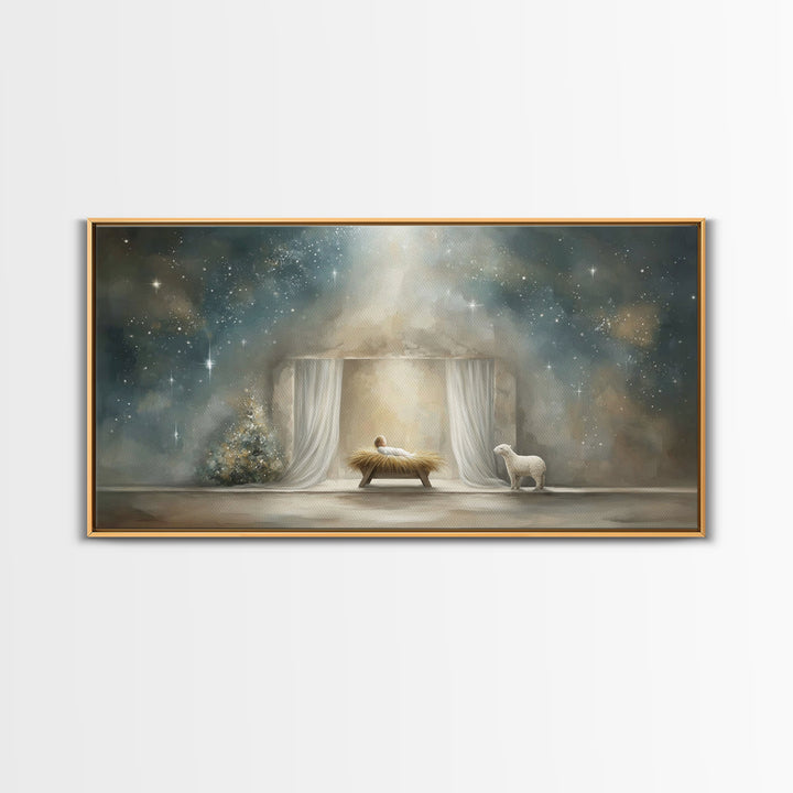 Nativity Wonder – Framed Canvas Print – Jesus Christmas Art – Christian Wall Art – Birth Of Jesus Painting – Christian Art Canvas – Christm