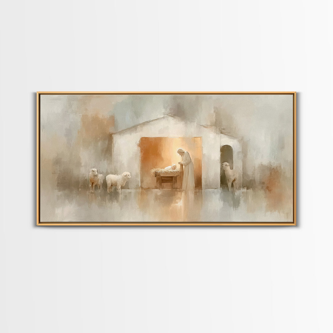 Bethlehem Stillness – Framed Canvas Print – Christian Christmas Art – Christian Wall Art – Christian Art Canvas – Jesus Painting