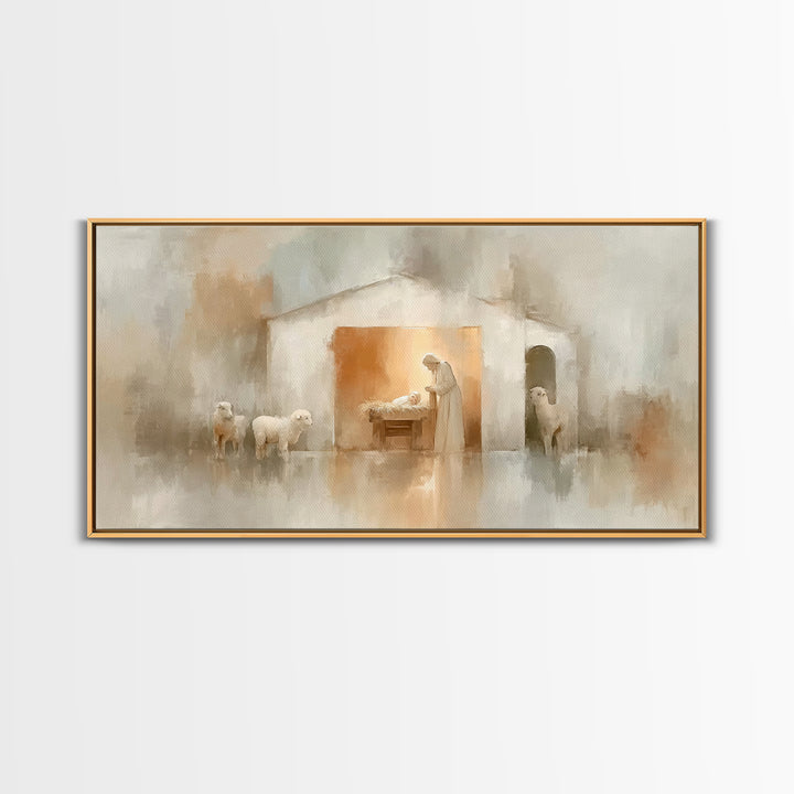 Bethlehem Stillness – Framed Canvas Print – Christian Christmas Art – Christian Wall Art – Christian Art Canvas – Jesus Painting