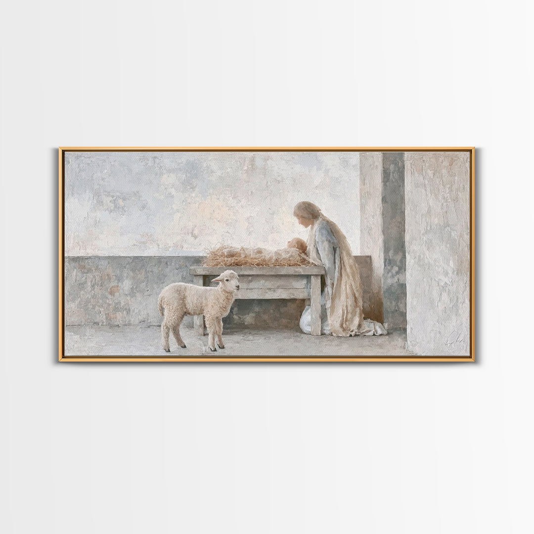 Sacred Dawn Light – Framed Canvas Print – Christian Art Canvas – Christian Christmas Art – Christian Wall Art – Jesus Painting