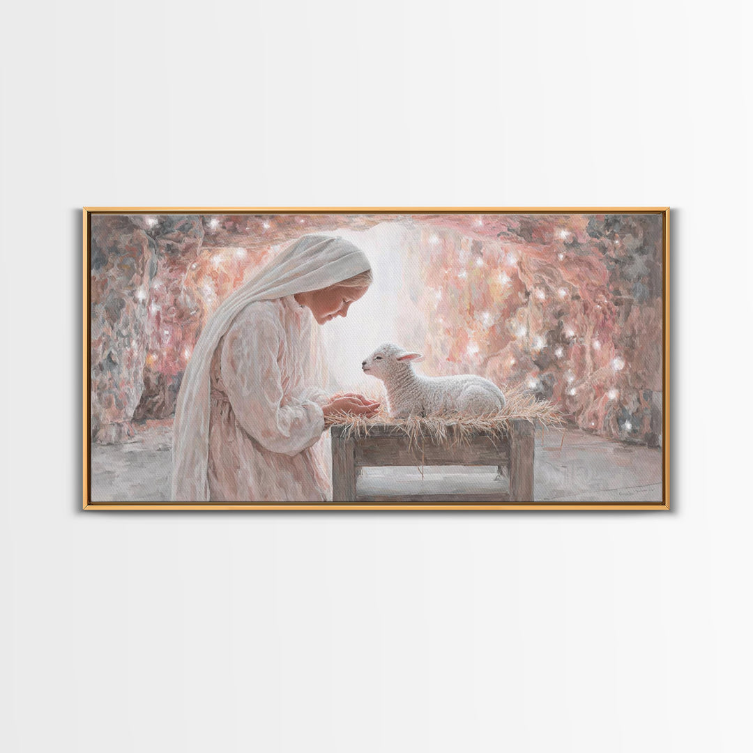 Heaven’s Quiet Gift – Framed Canvas Print – Christian Art Canvas – Christian Painting – Christian Wall Art – Christmas Art