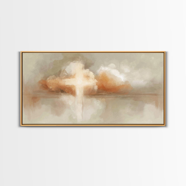 Radiant Cross Light – Framed Canvas Print – Christian Art – Christian Art Canvas – Abstract Christian Art – Christian Wall Art