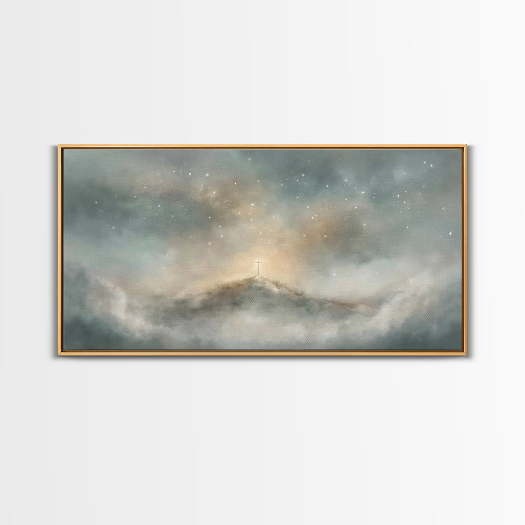 Stars Of Calvary – Framed Canvas Print – Christian Wall Art – Christian Art – Subtle Christian Art – Christian Art Canvas
