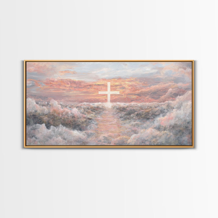 Heaven’s Dawn Path – Framed Canvas Print – Christian Art Canvas – Christian Wall Art – Large Christian Art – Christian Painting