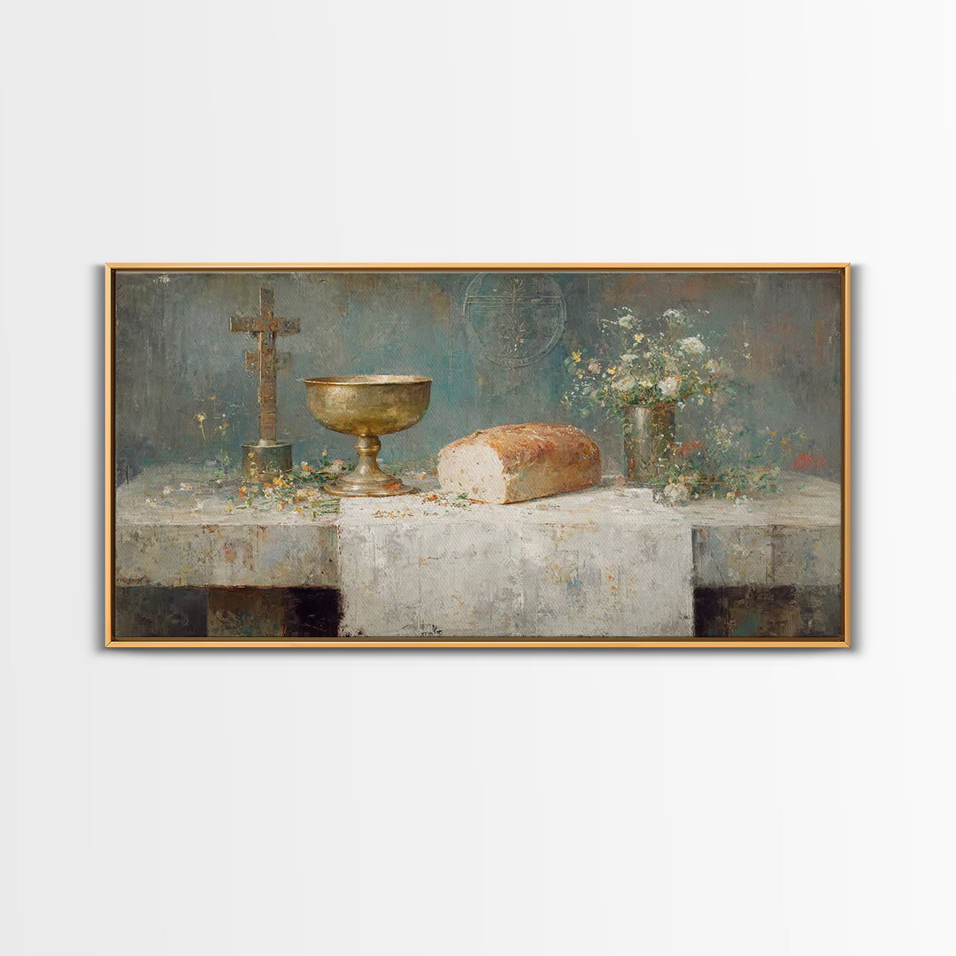 Chalice Of Grace - Framed Canvas Print - Christian Wall Art - Christian Art Canvas - Vintage Christian Art - Christian Painting - Christian