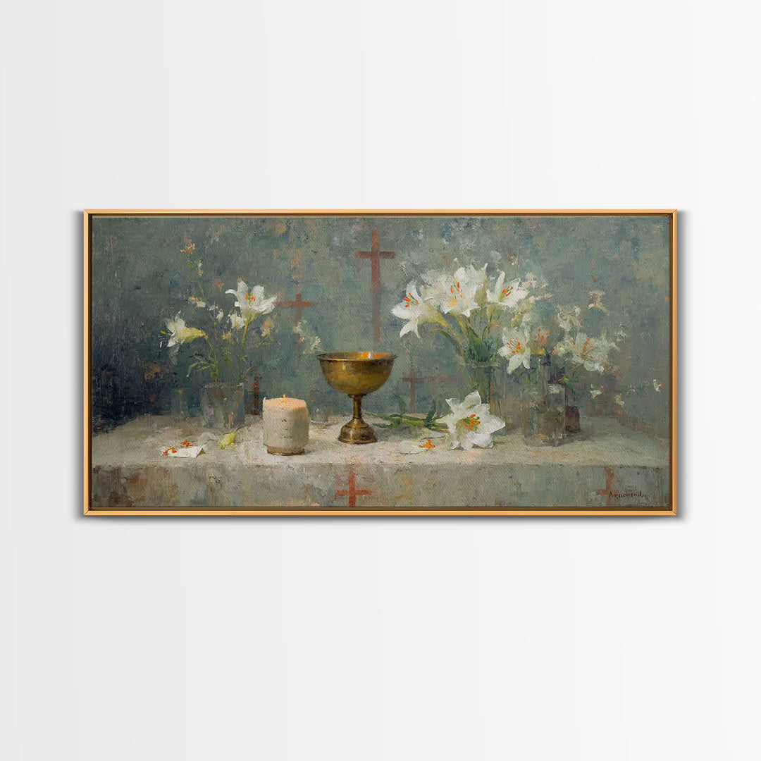 Table Of Reverence - Framed Canvas Print - Christian Wall Art - Christian Art Canvas - Vintage Christian Painting - Christian Art Gift - Ch