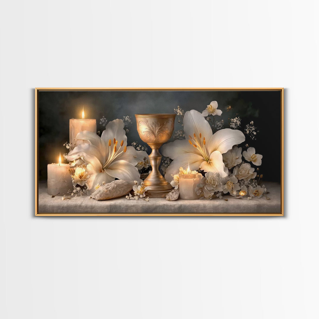 Holy Radiance - Framed Canvas Print - Christian Wall Art - Christian Art Canvas - Subtle Christian Art - Blue Christian Art - Christian Dec