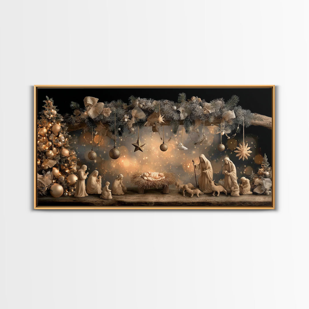 Holy Night Glory – Framed Canvas Print – Christian Wall Art – Christian Christmas Art – Christmas Art Prints – Christian Art Canvas – Chris