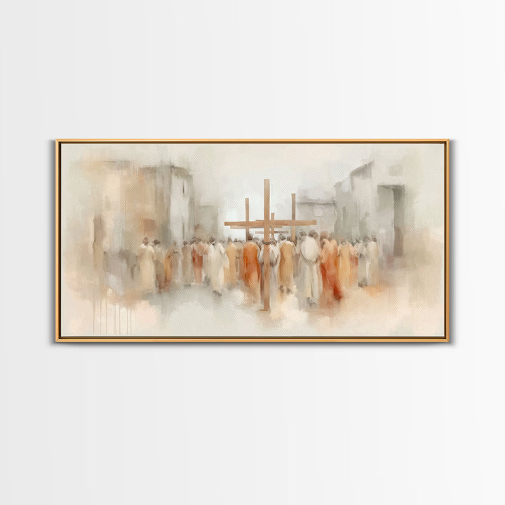 Crosswalk Journey – Framed Canvas Print – Abstract Christian Art – Christian Art Canvas – Modern Christian Painting – Christian Art Prints