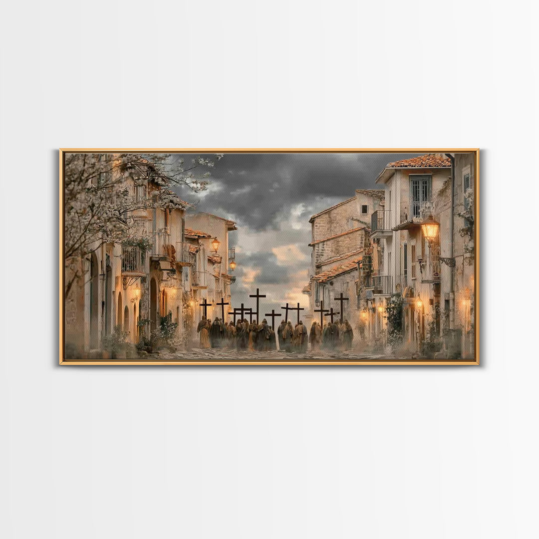 Morning Devotion | Framed Canvas Print | Christian Art | Christian Art Canvas | Christian Paintings | Moody Christmas Art | Christian Decor