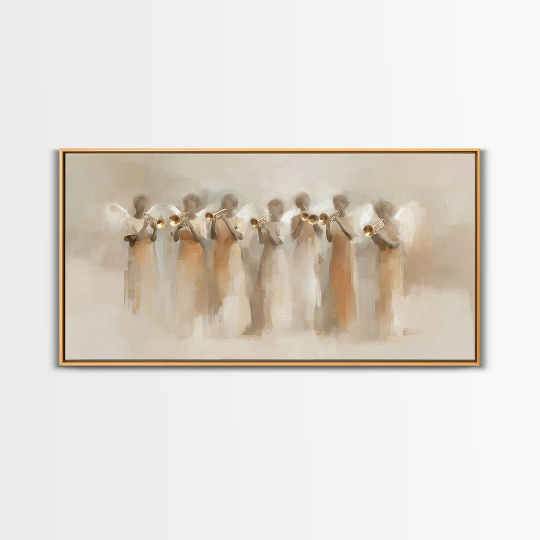 Angelic Ensemble | Framed Canvas Print | Christian Art Canvas | Modern Christian Art | Christian Painting | Christmas Art Work | Christian