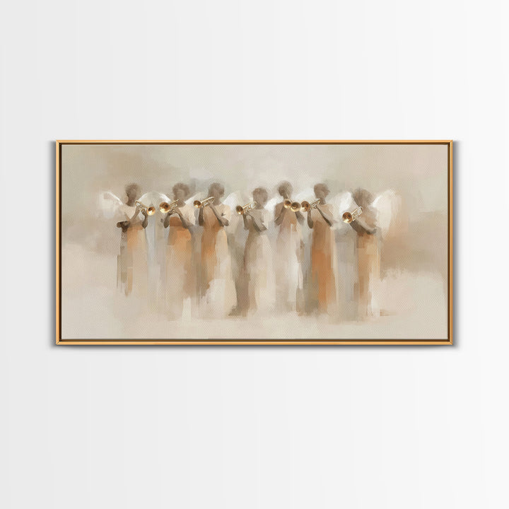 Angelic Ensemble | Framed Canvas Print | Christian Art Canvas | Modern Christian Art | Christian Painting | Christmas Art Work | Christian