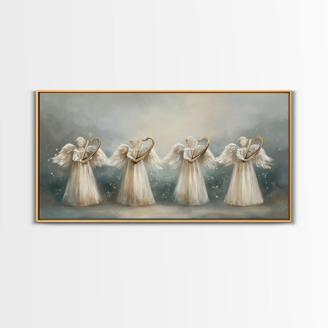 Harp Of Grace | Framed Canvas Print | Christian Art | Christian Art Canvas | Vintage Christian Art | Christmas Wall Art | Christian Christm