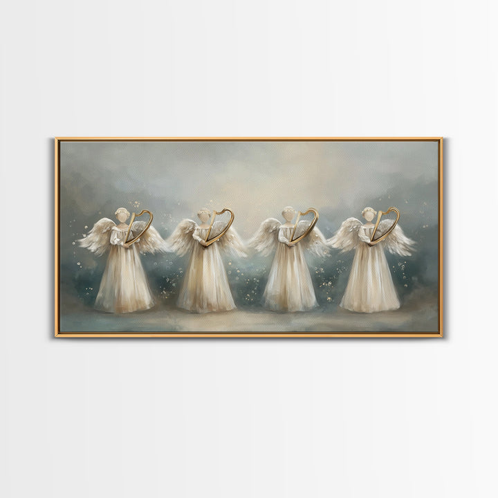 Harp Of Grace | Framed Canvas Print | Christian Art | Christian Art Canvas | Vintage Christian Art | Christmas Wall Art | Christian Christm