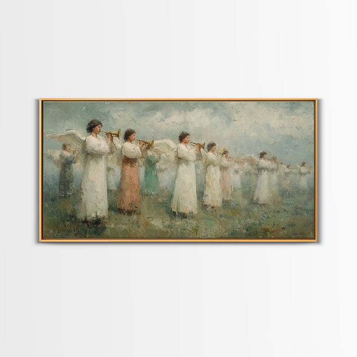Trumpets Of Light – Framed Canvas Print – Christian Wall Art – Christian Art Prints – Christian Painting – Christmas Art Work – Christian C