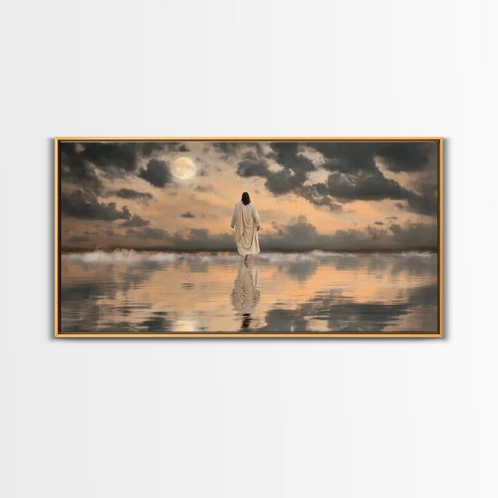 Moonlit Calling – Framed Canvas Print – Christian Wall Art – Jesus Painting – Christian Art Canvas – Moody Christian Art – Large Jesus Wall