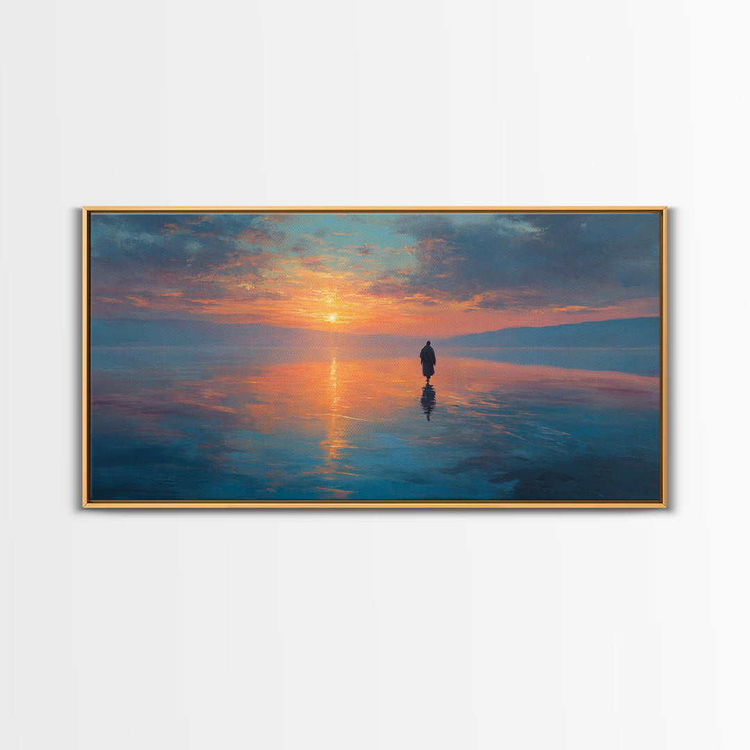 Dawn Of Peace | Framed Canvas Print | Christian Art Canvas | Jesus Painting | Modern Christian Art | Blue Christian Art | Christian Wall Ar