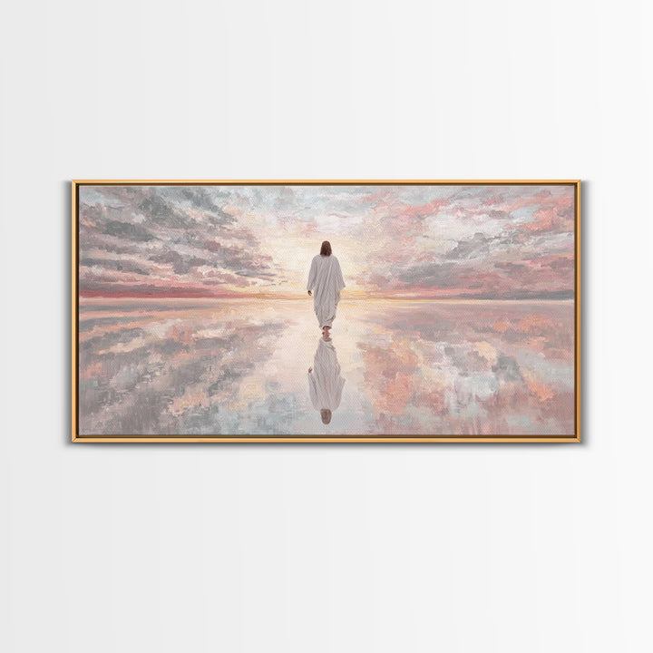 Walking In Glory | Framed Canvas Print | Jesus Painting | Christian Art Canvas | Christian Wall Art | Modern Jesus Art | Large Jesus Painti