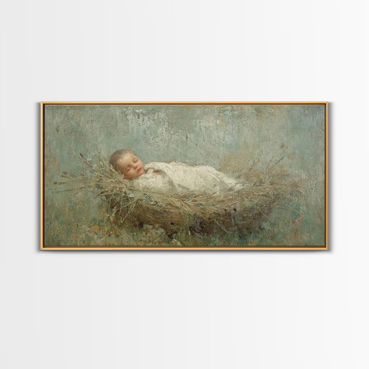 Silent Holy Rest – Framed Canvas Print – Christian Art Canvas – Christmas Wall Art – Jesus Painting – Christian Decorations – Modern Christ