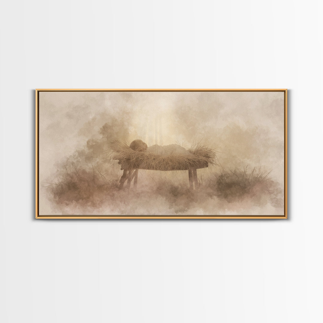 Divine Night Calm – Framed Canvas Print – Christmas Art – Christian Wall Art – Jesus Painting – Christian Art Canvas – Christian Christmas