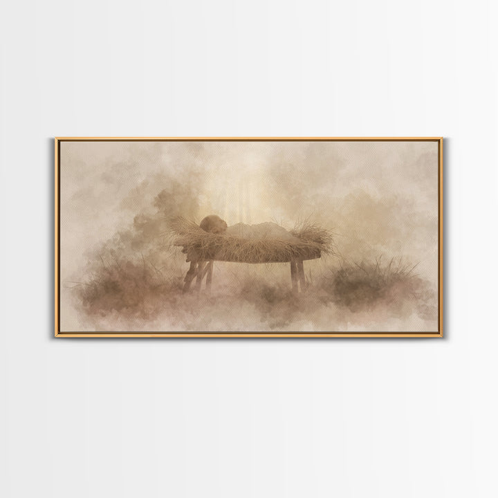Divine Night Calm – Framed Canvas Print – Christmas Art – Christian Wall Art – Jesus Painting – Christian Art Canvas – Christian Christmas