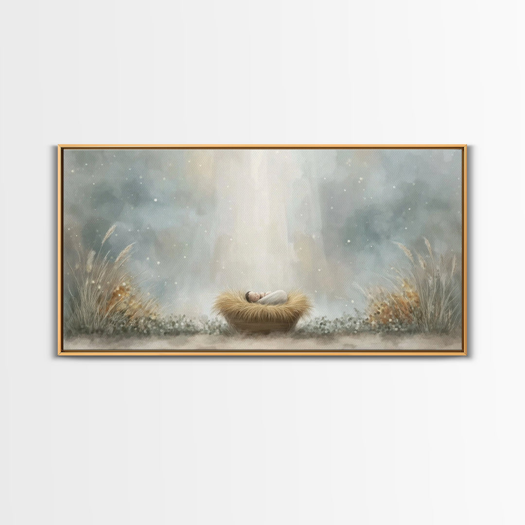 Blessed Winter Peace – Framed Canvas Print – Christian Art – Christmas Wall Art – Jesus Christmas Art – Christian Art Canvas – Christmas Ar