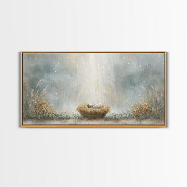 Blessed Winter Peace – Framed Canvas Print – Christian Art – Christmas Wall Art – Jesus Christmas Art – Christian Art Canvas – Christmas Ar