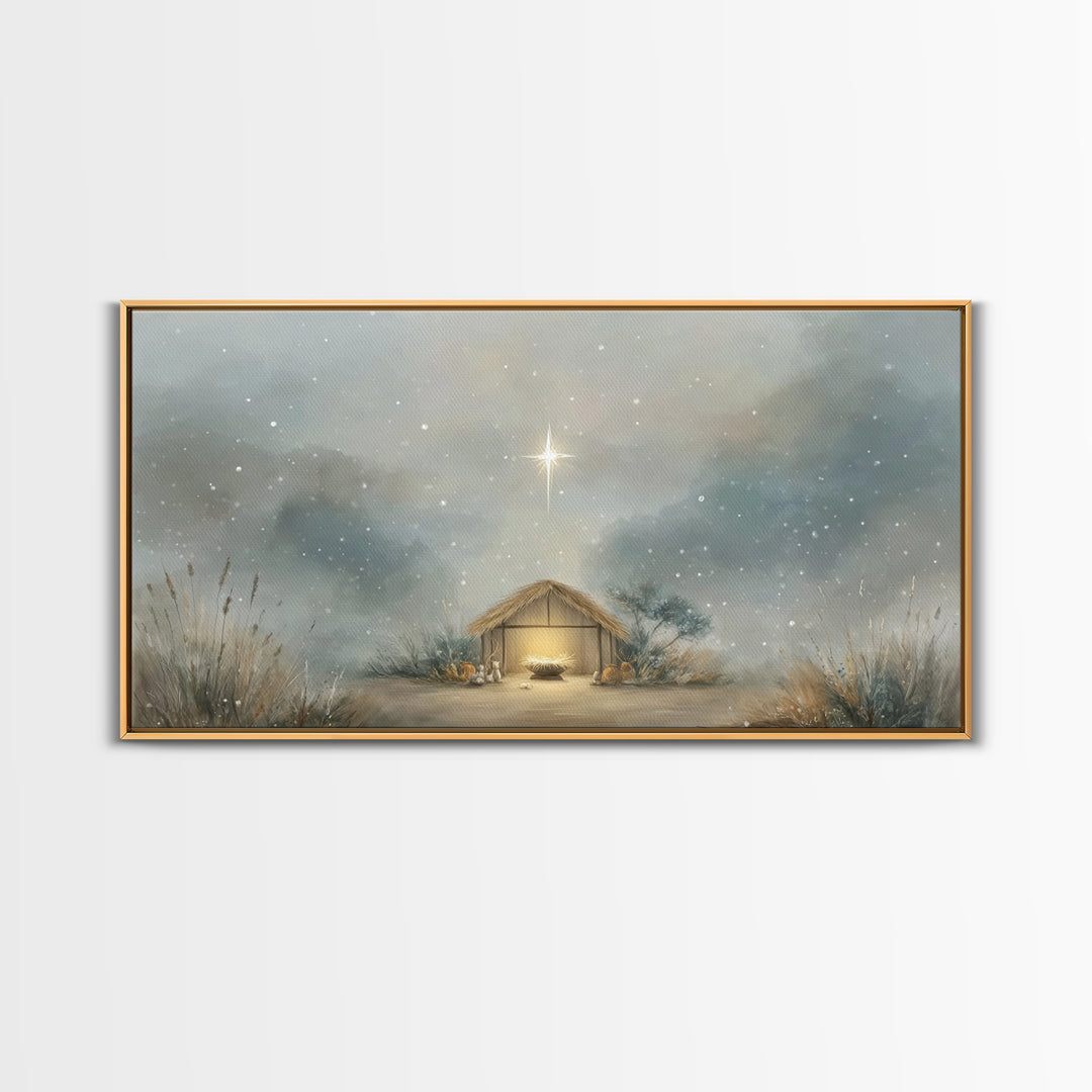 Bright Promise Star – Framed Canvas Print – Christmas Canvas Wall Art – Christian Wall Art – Christian Christmas Art – Jesus Painting – Chr