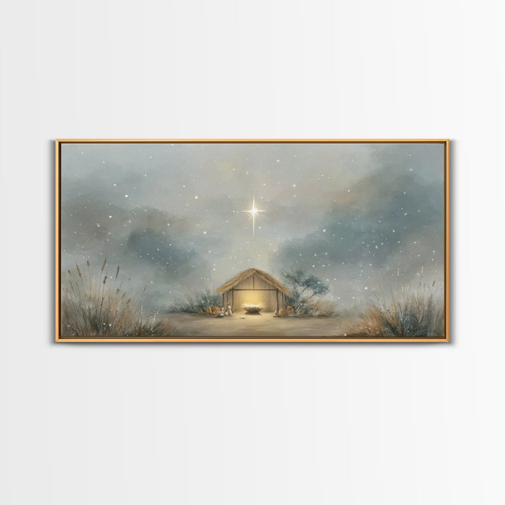 Bright Promise Star – Framed Canvas Print – Christmas Canvas Wall Art – Christian Wall Art – Christian Christmas Art – Jesus Painting – Chr