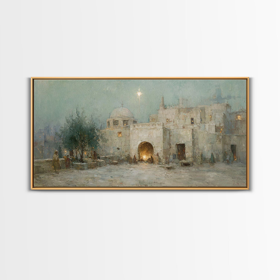 Bethlehem Light | Framed Canvas Print | Christian Wall Art | Christian Art Canvas | Christmas Art | Christian Christmas Decor
