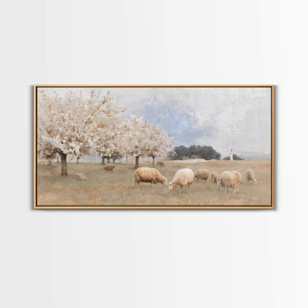 Pastures Of Hope – Framed Canvas Print – Christian Art Canvas – Christian Wall Art – Christmas Art – Christian Decor – Jesus Painting