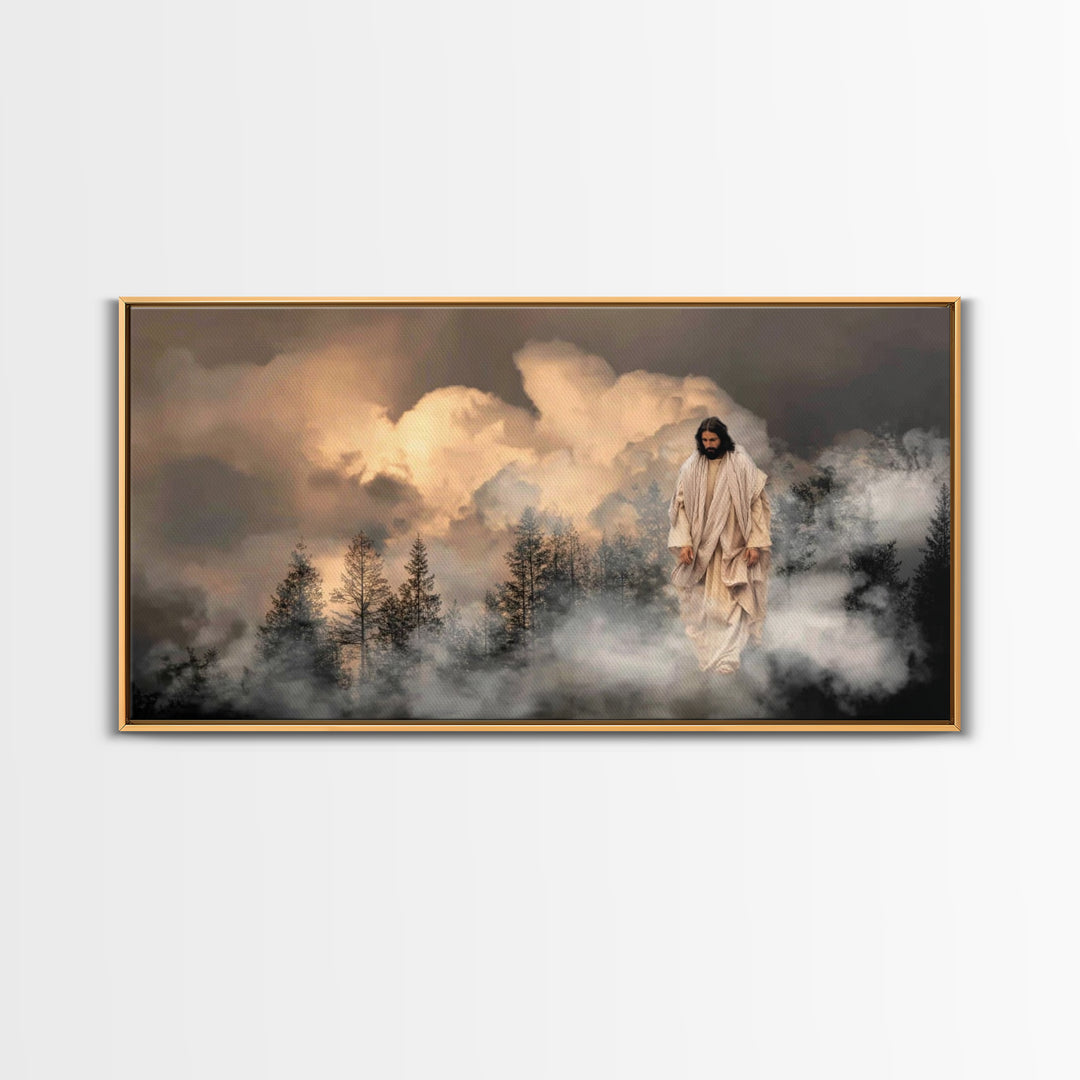 Heavenly Descent, Framed Canvas Print, Christian Art Canvas, Jesus Painting, Christian Christmas Art, Modern Christian Art, Christian Wall