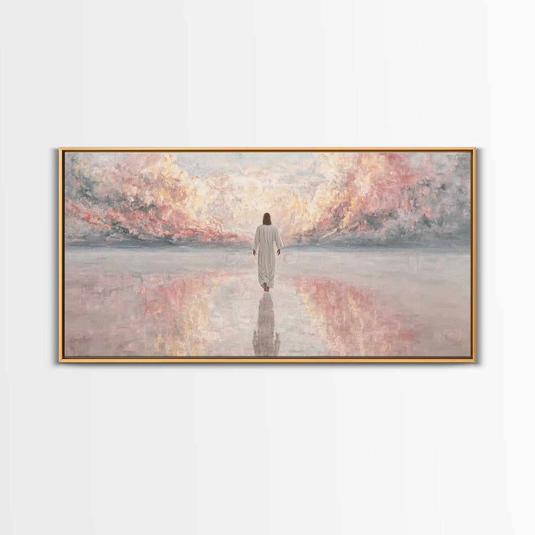 Path Of Peace, Framed Canvas Print, Christian Art Canvas, Jesus Painting, Christian Wall Art, Minimalist Christian Art, Christian Christmas