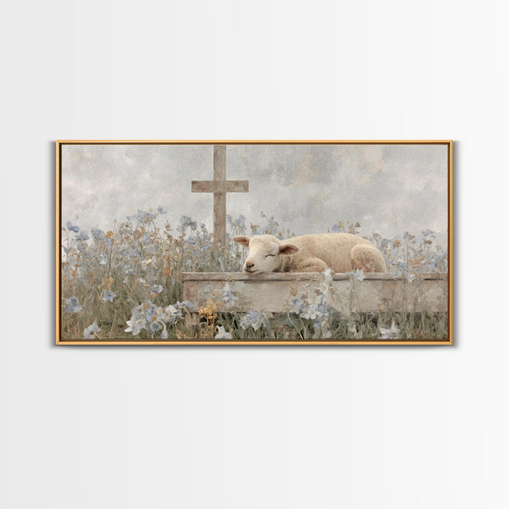 Risen Meadow – Framed Canvas Print – Christian Art Canvas – Christian Wall Art – Christian Art Print – Minimalist Christian Art – Christian