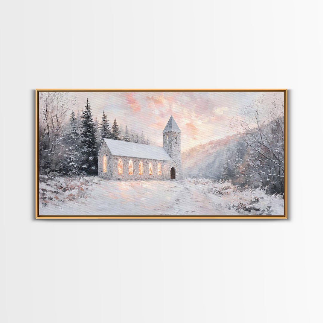 Chapel Dawn – Framed Canvas Print – Christmas Wall Art – Christian Art Canvas – Christian Art – Framed Christmas Art – Christian Christmas