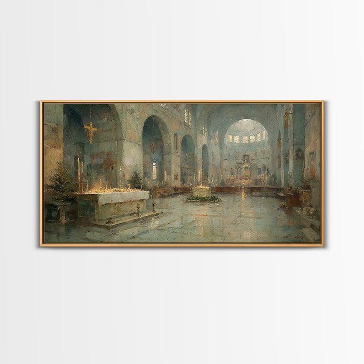 Cathedral of Stillness, Framed Canvas Print, Christian Art Canvas, Christian Wall Art, Christmas Art, Framed Christmas Wall Art, Vintage Ch